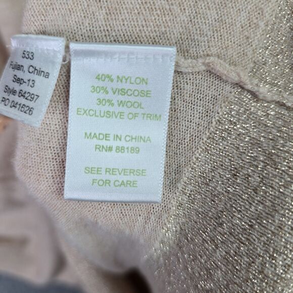 Lilly Pulitzer Gold Metallic Long Cardigan Sweater L V-Neck Logo Button Pocket - Picture 8 of 16